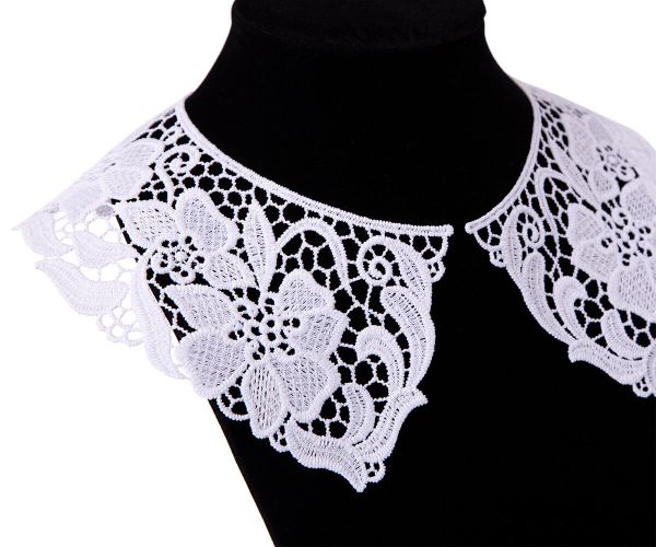 Пришивной кружевной воротник гипюр 10 см, 5 пар Турция, белый, Gamma VGM-27-02M