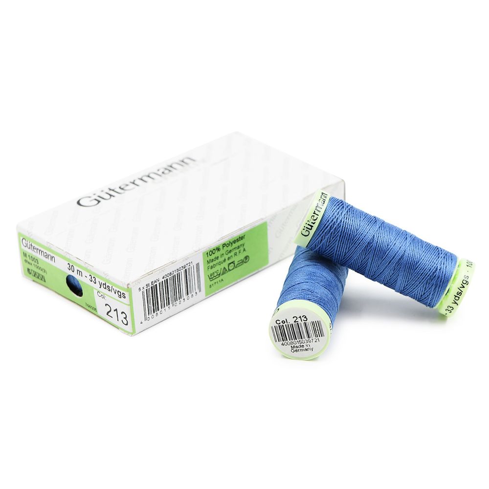 Нитки отделочные Gutermann Top Stitch, 30м, 213 голубой джинс, 5 катушек