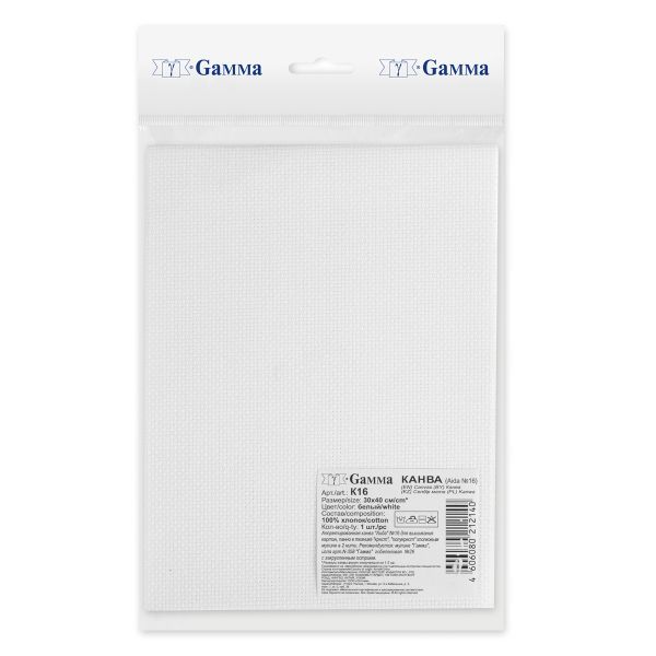 Канва Aida 16 ct, 30х40±2 см, белый, Gamma