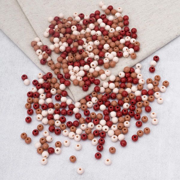 Бусины пластик ⌀6 мм, 50 г, микс цвета, круглые, Astra&Craft (тёплый микс), 1AL121-1