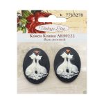 Камеи "Кошки", полимер, бело-серо-розовый, 3х4х0,5 см, упак., 2 шт, Vintage Line