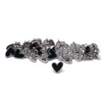 Пуговицы на ножке фигурная Сердце 16L (10мм), металл (Navy/S (синий/серебро)), MEs-2012, 36 шт