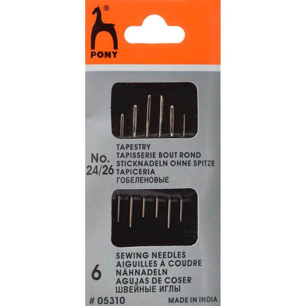 Иглы ручные для гобеленовых и трикотажных тканей №24-26,6 шт, Pony