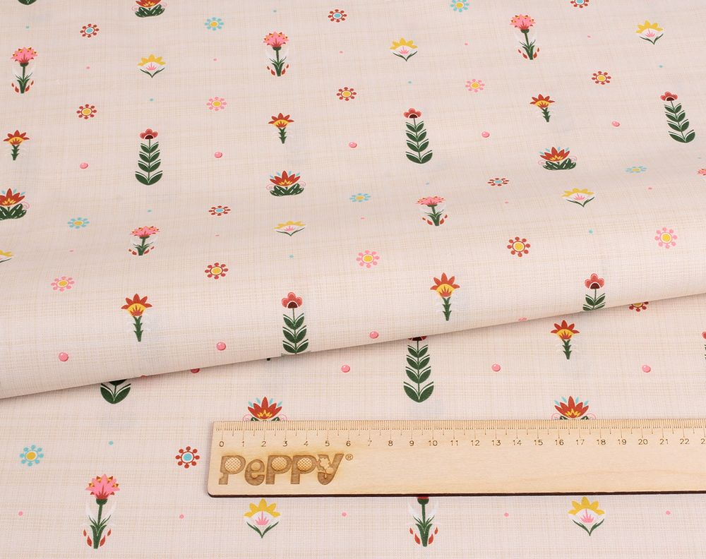 Ткань для пэчворка Peppy Лесные жители, рулон 112 см / 5 метров, ЛЖ-07 бежевый, Peppy
