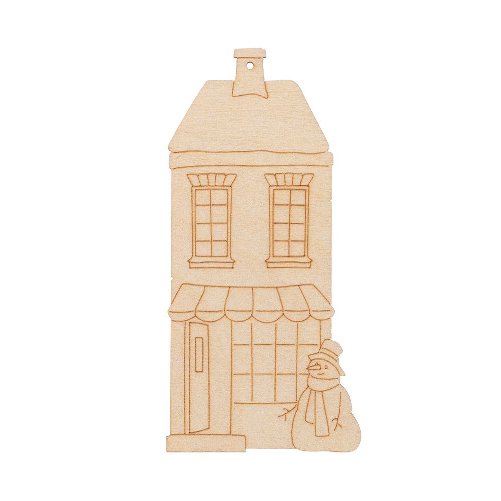 Заготовка из фанеры Подвеска Домик 0.3 см, 03 Домик со снеговиком 4.5х9.5, Mr.Carving, ВД-1263