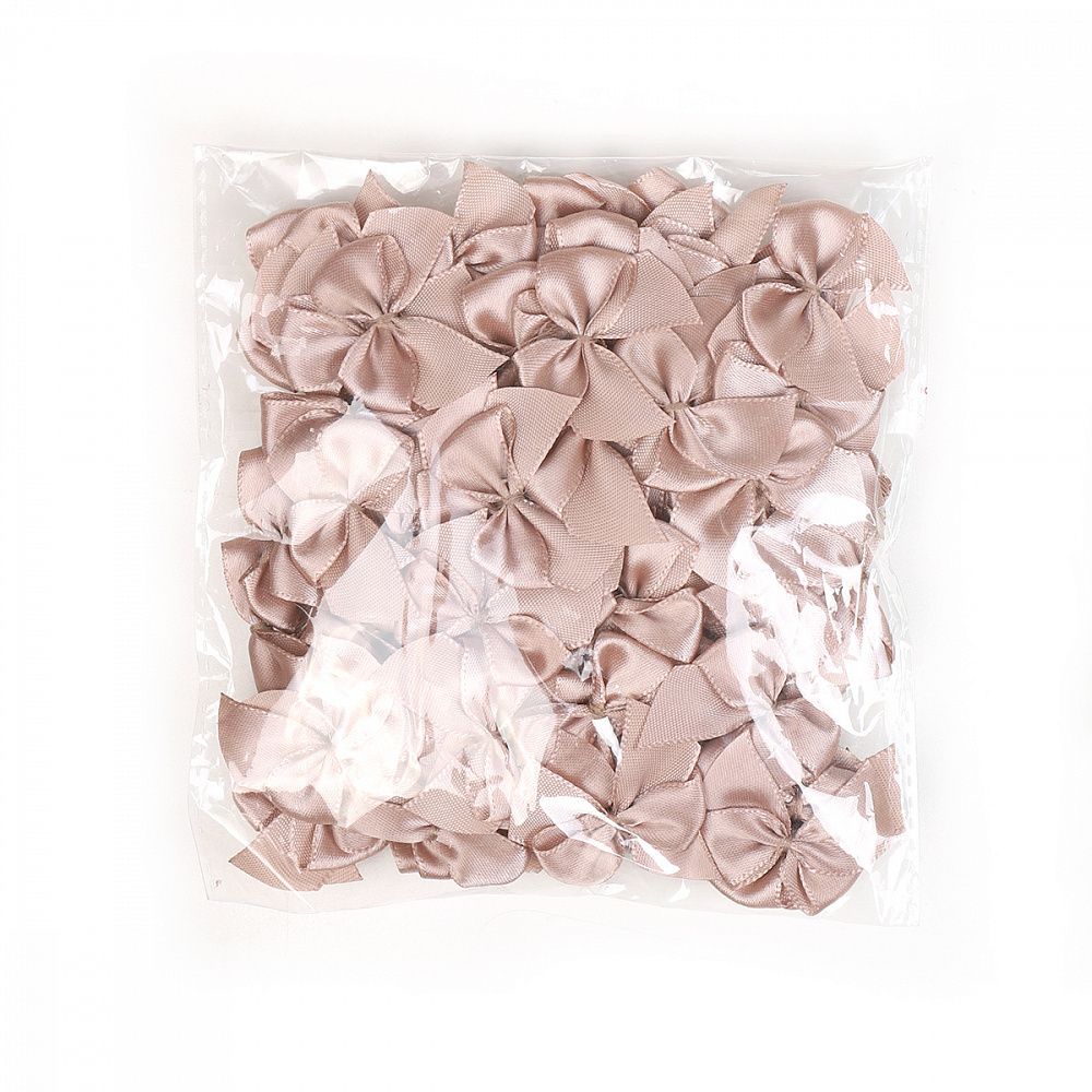 Бантики пришивные 15 мм, MJRF072 серебристый пион S185, уп.100 шт