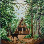 Алмазная (кристальная) мозаика Фрея ALPD-201, на подрамнике Олень на лесной опушке, 30х30 см