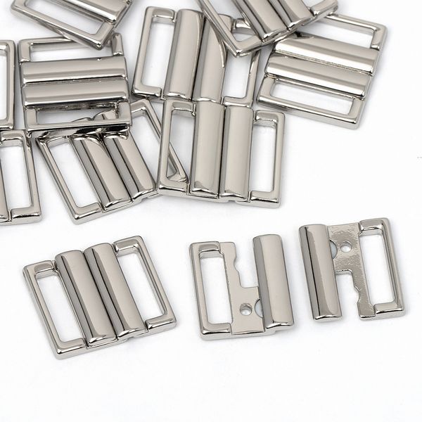 Пряжка-застежка для купальников металл 15 мм, 115SW, цв.никель уп.10 шт