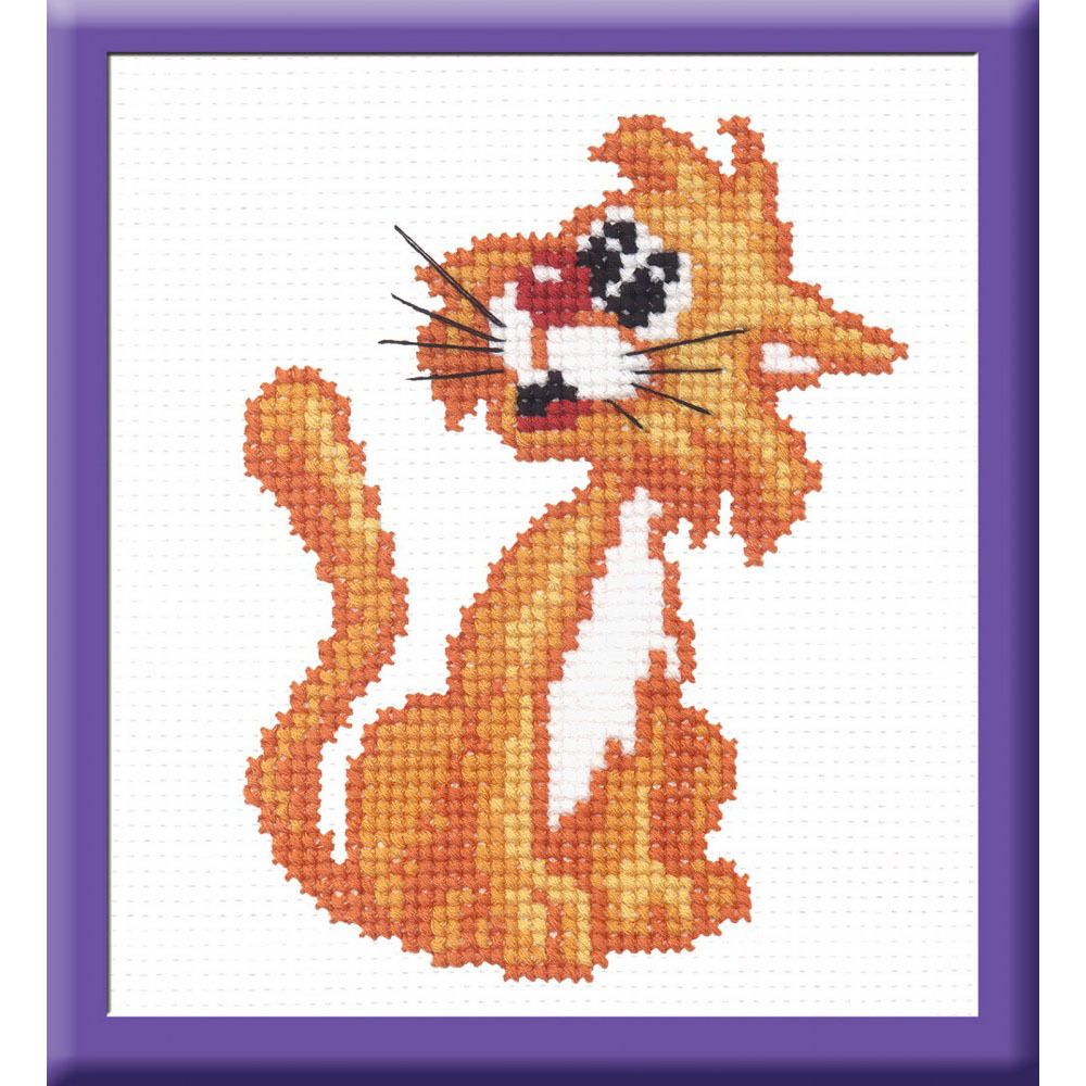 Набор для вышивания нитками РС Студия, Рыжий кот 14х11 см