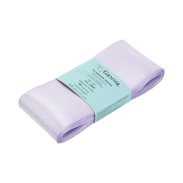 Лента атласная 1-сторонняя 50.0 мм / 5 шт по 5.4 метра, №081 св.фиолетовый, Gamma AL-50P