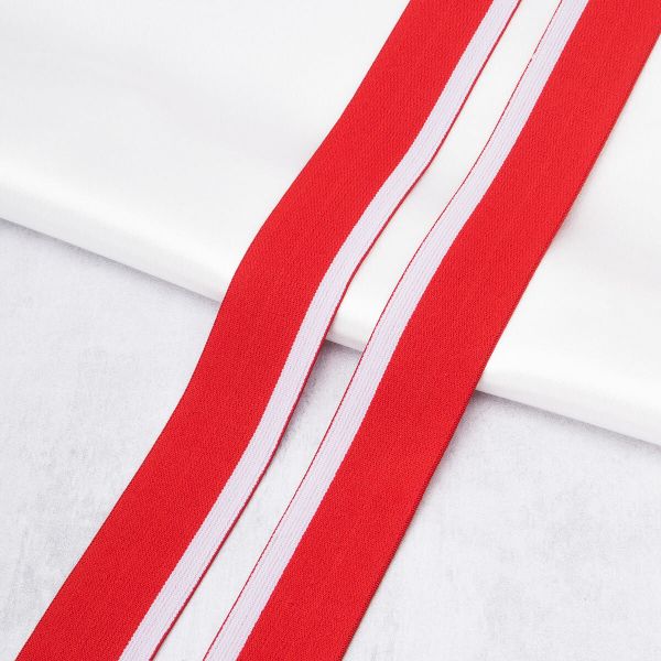 Резинка поясная 35 мм / 20 метров, 44% п/а, 24% п/э, 32% латекс, красная с белым, Р.90529