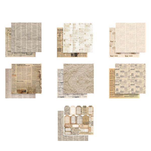 Набор бумаги для скрапбукинга 190 г/м², 20х20 см, 3х7 л, Вокруг меня, 2606 Газеты, Mr.Painter PSR-Q