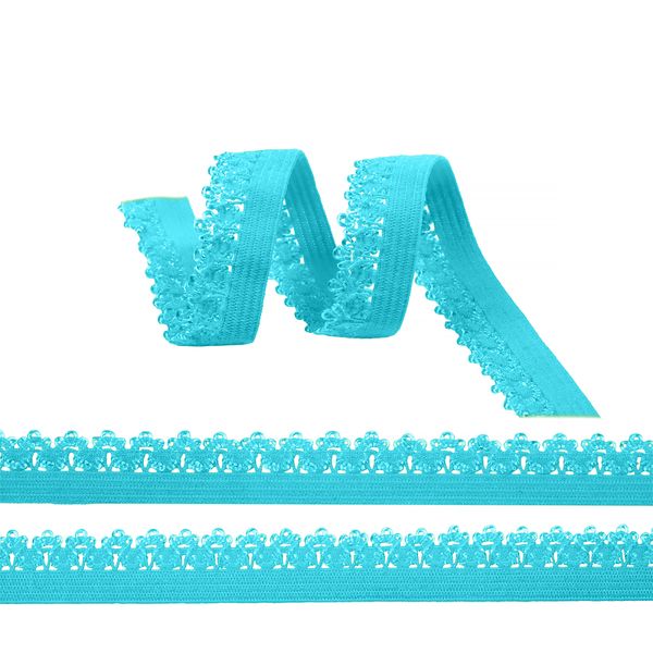 Резинка бельевая (ажурная) 12.0 мм / 100 метров, RB012201A, A2201 небесно-голубой