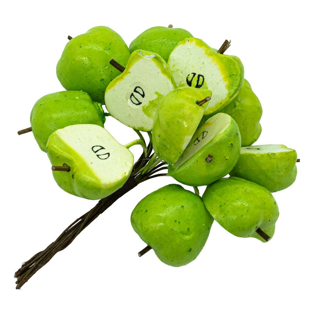 Декоративный Букетик &quot;Яблоки половинки&quot;, зеленые, упак. 12 шт, Астра