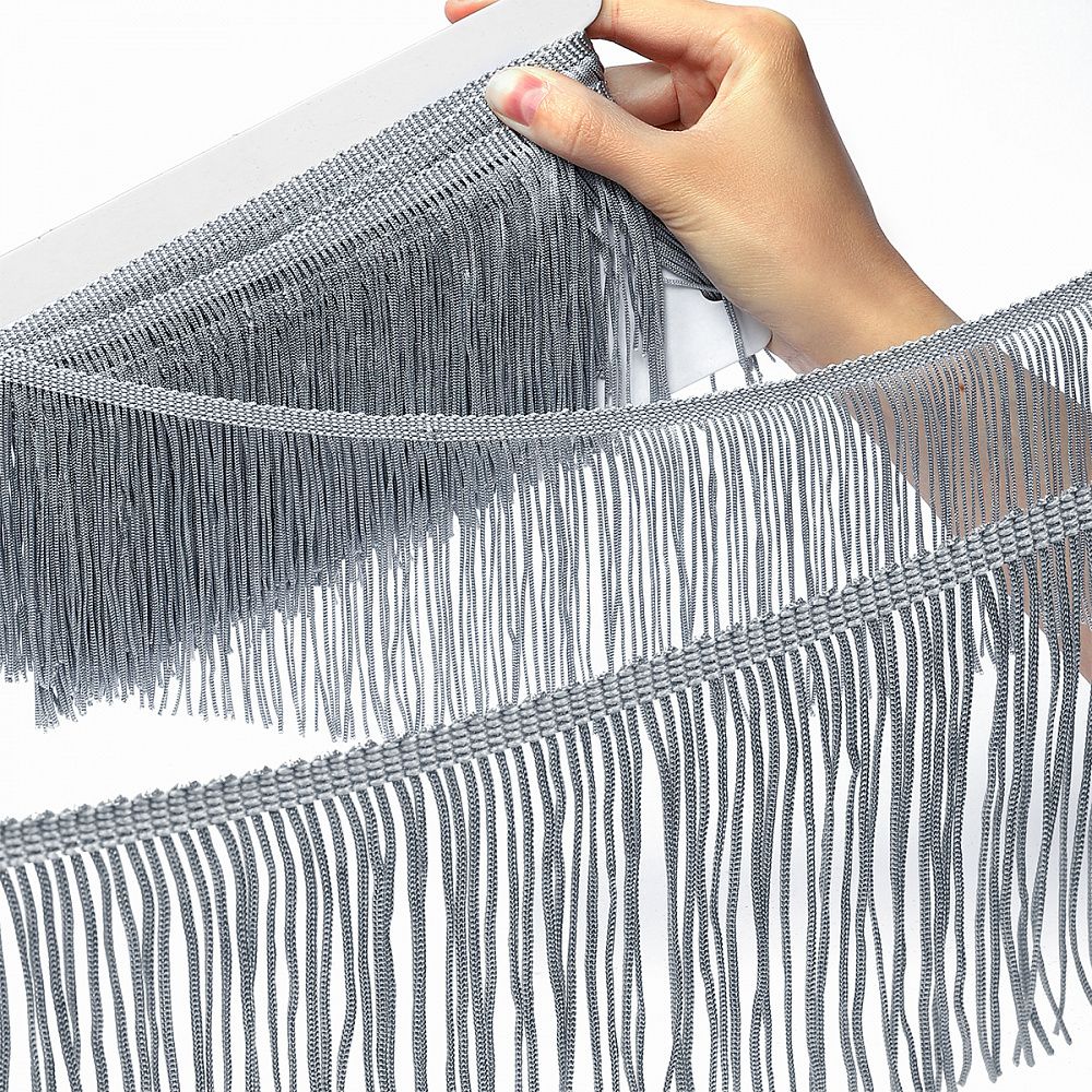 Бахрома отделочная широкая 150.0 мм / 4.5 метра, цв.серебро