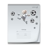 Тетрадь ученическая школьная пластик. обложкой 180 мкм. с трафарет. печатью, цвет.запечат.титул лист A5 12 л. на скобе 65 г/м², белизна 100% 25 шт клетка, 01391 Футбол, Светоч Т68