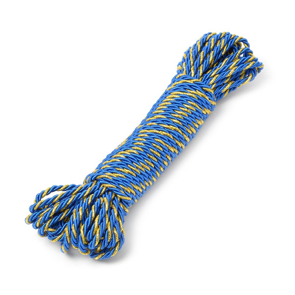 Шнур витой ⌀5.0 мм / 10 метров, синий/золото