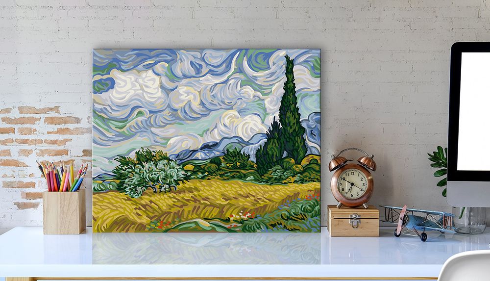 Картина по номерам Фрея, Винсент ван Гог, Пшеничное поле с кипарисами, 50х40 см