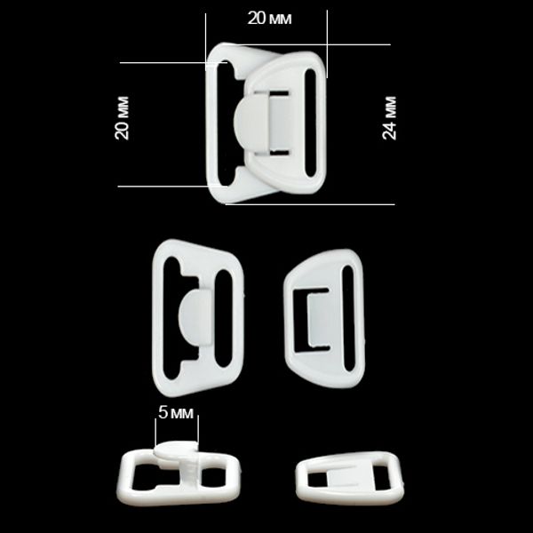 Крючки для бюстгальтера для кормящих мам пластик 20.0 мм, цв.белый, 20 шт