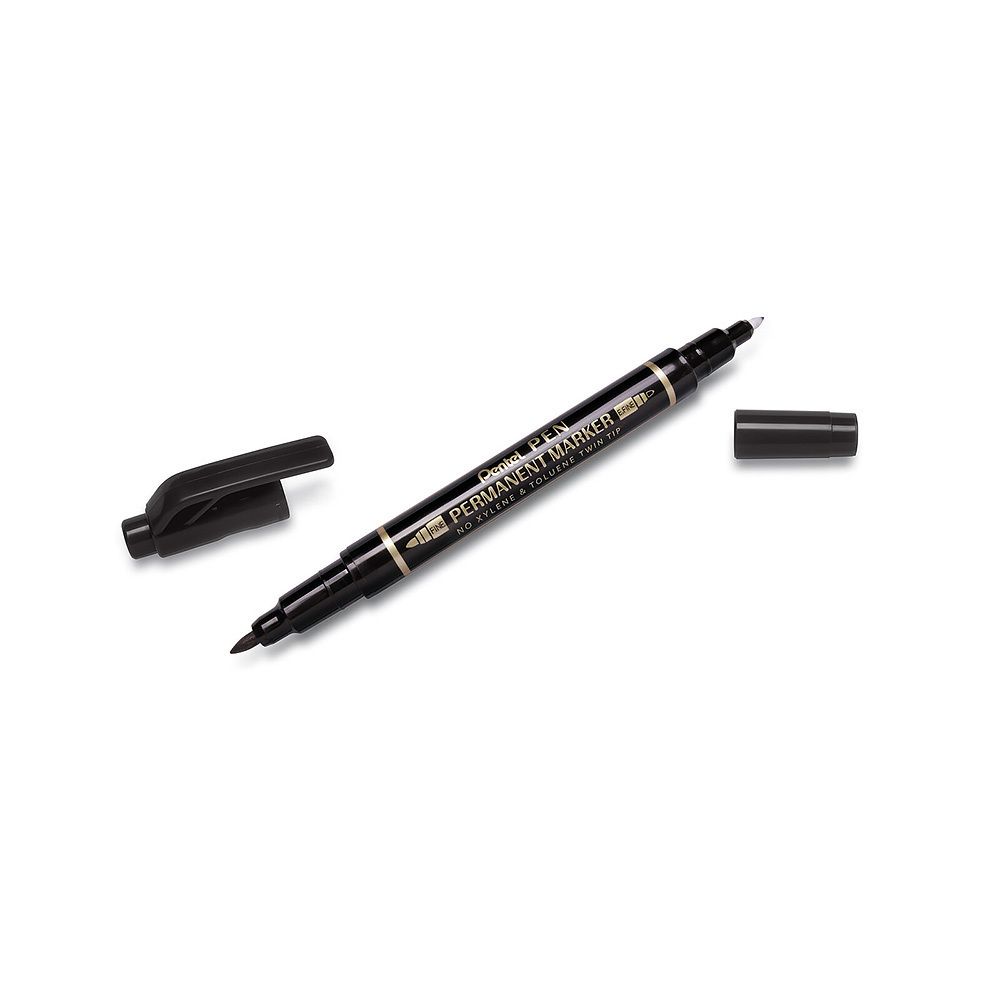 Маркер перманентный Pen Twin Tip New 0.3-1.2 мм, пулевидный 12 шт, N75W-AE двухсторонний, Pentel