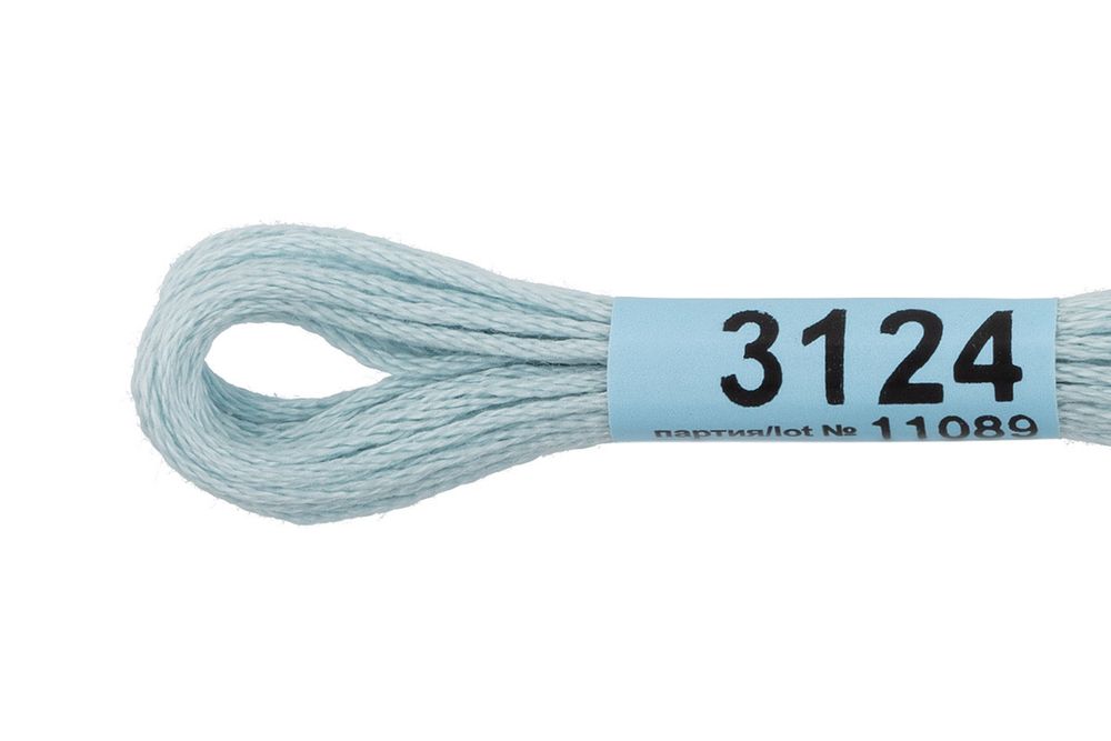 Мулине Gamma 100% хлопок, цв.3124 св.голубой, 24 мотка по 8 метров