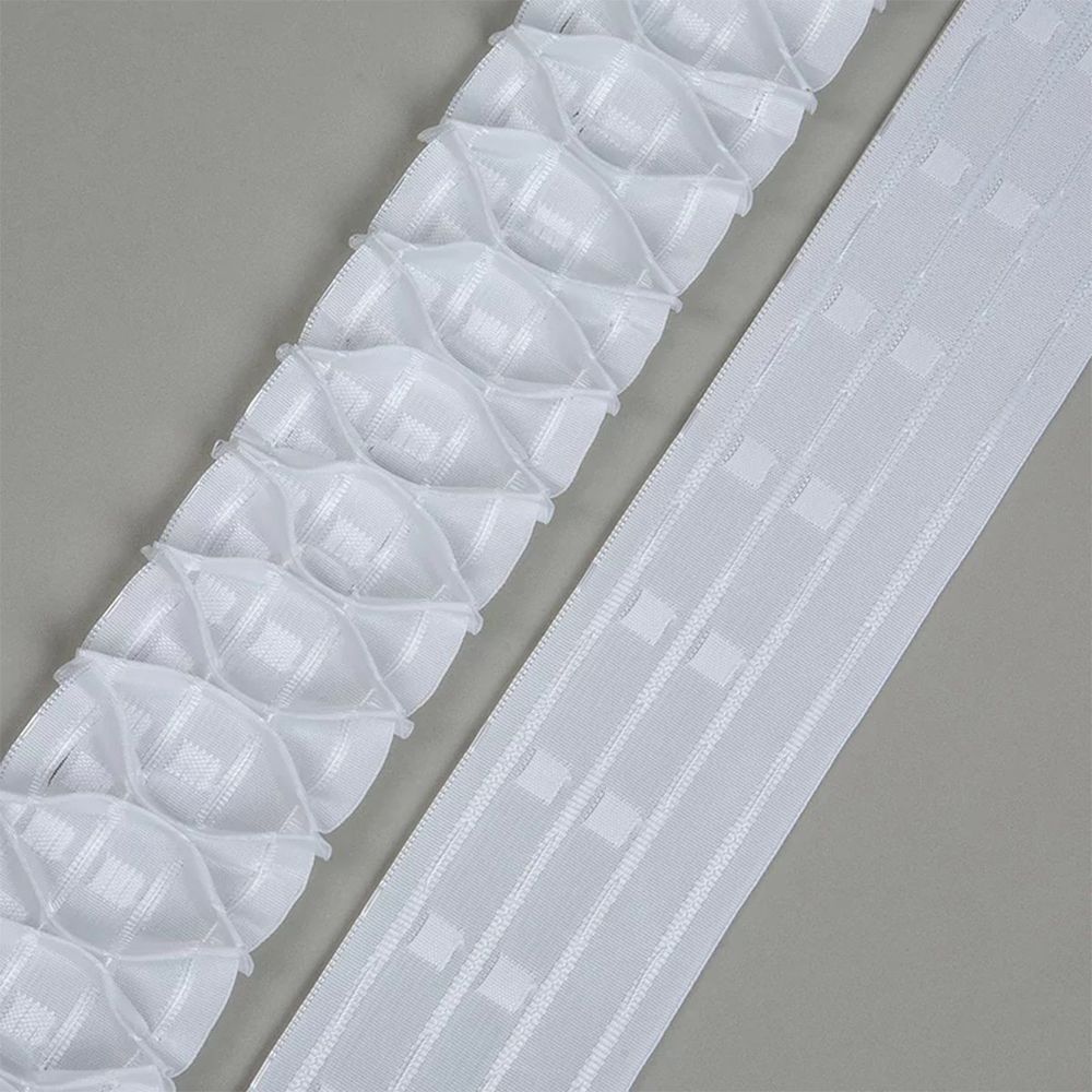 Лента (тесьма) шторная: сборка вафельная (1:2) 80 мм / 100 метров, лодочка