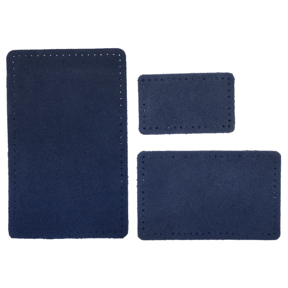Набор заплаток пришив. из замши, прямоуг-к 4х6,4см, 6х9,6см, 8х12,7см, с перфорацией, 3 шт (22 темно-синий), 59403
