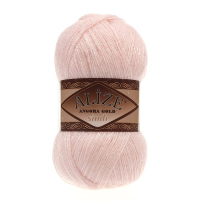 Пряжа Alize (Ализе) Angora Gold Simli / уп.5 мот. по 100 г, 500м, 271 жемчужно-розовый A