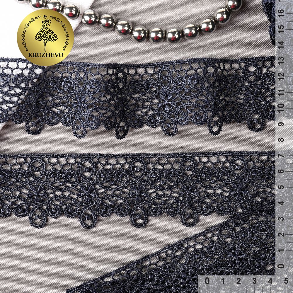 Кружево гипюр (плетёное) 45 мм / 13.71 метров, TBY.1188, цв.B4815 темно-синий