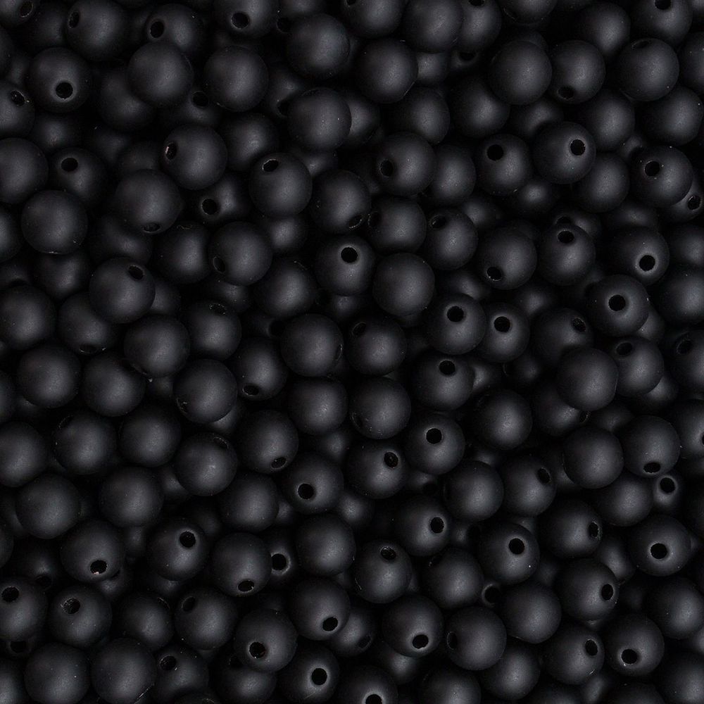Бусины пластик ⌀6 мм, 500 г, матовые, круглые, чёрный, 1AL139-1 , Astra&Craft