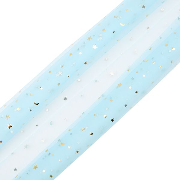 Фатин со звездочками 50х50см, AR1371, голубой
