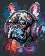 Картина по номерам Фрея PNB/PLB-290, Стильный бульдог, (эффект черного холста) 50х40 см