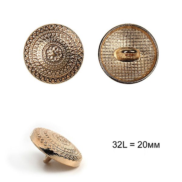 Пуговицы металлические на ножке 32L-20мм, С-ME315 цв.золото, 36 шт