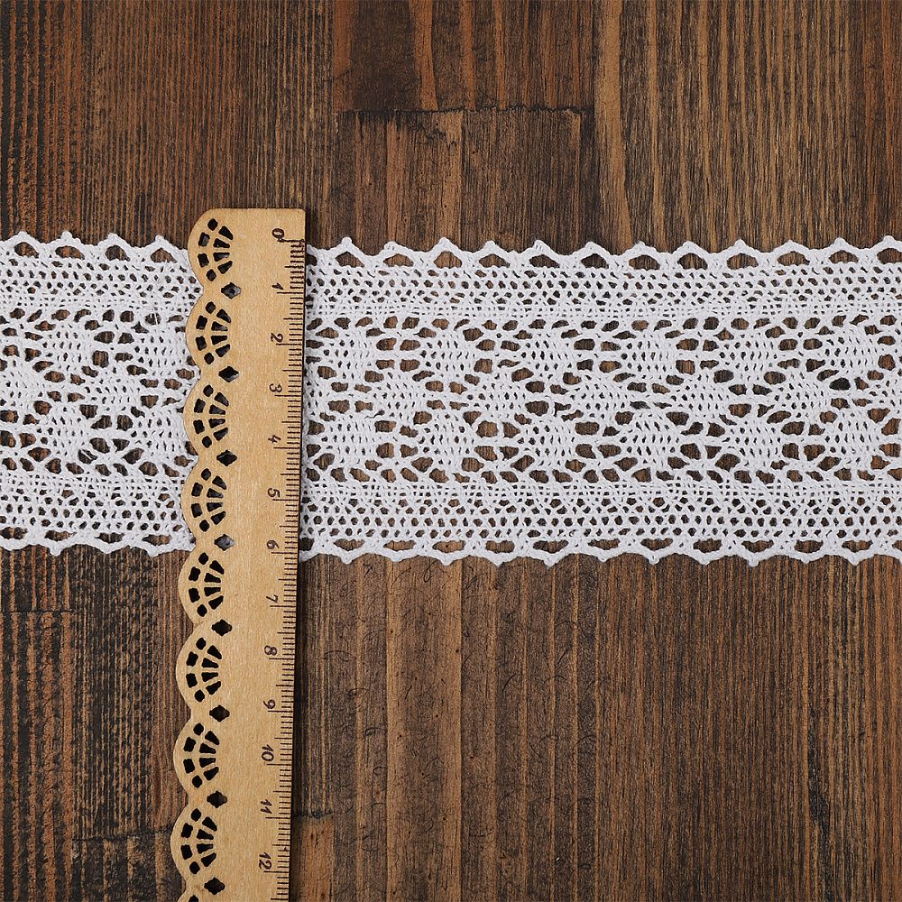 Кружево вязаное (тесьма) 60 мм, цв.белый, уп.10 м, Kruzhevo