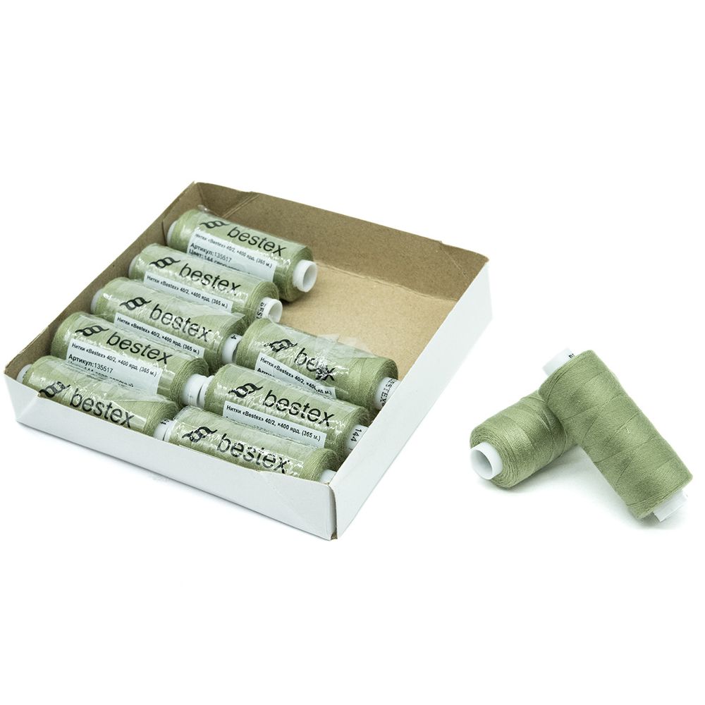 Нитки швейные бытовые Bestex 40/2, 365 м (400 ярд) / 10 кат., 144 серо-зеленый