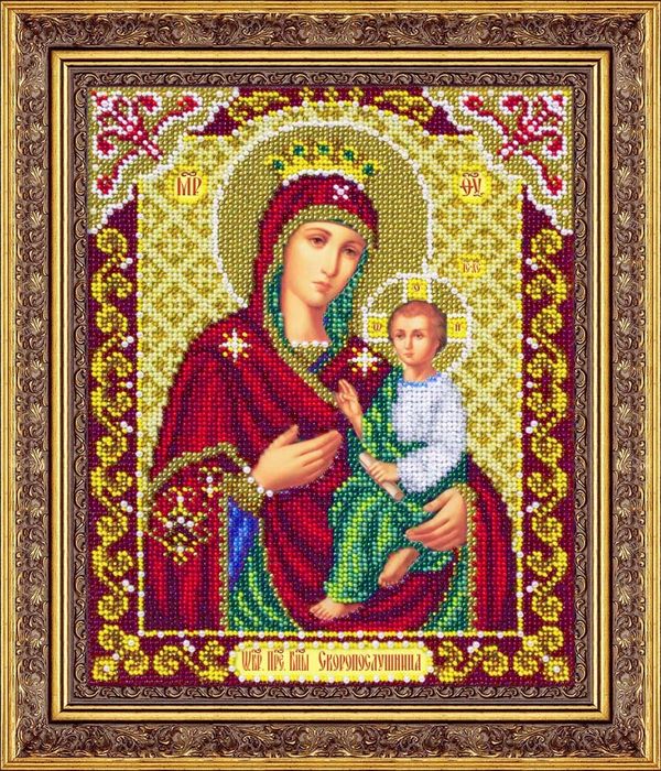 Набор для вышивания бисером Паутинка, Пресвятая Богородица Скоропослушница 20х25 см