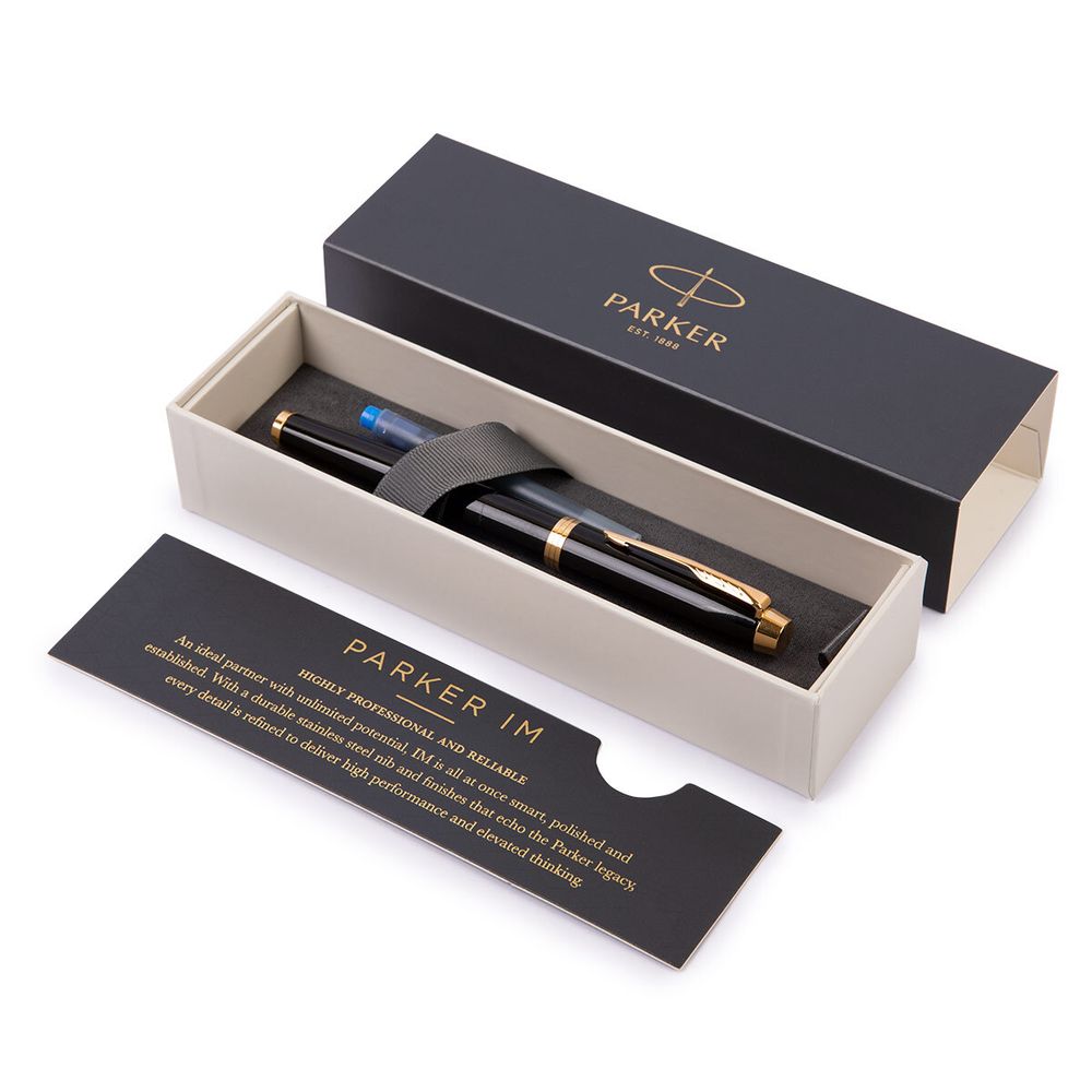 Ручка перьевая Parker IM Black GT, черный глянцевый корпус, позолоченные детали 1931645