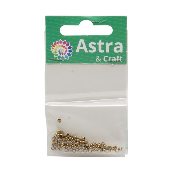 Зажимные бусины 2,5 мм, 100 шт/уп, Astra&Craft, цв.латунь