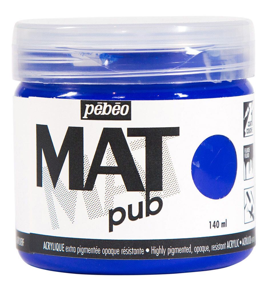 Краска акриловая экстра матовая Mat Pub 1, 140 мл, 256010 ультрамарин, Pebeo