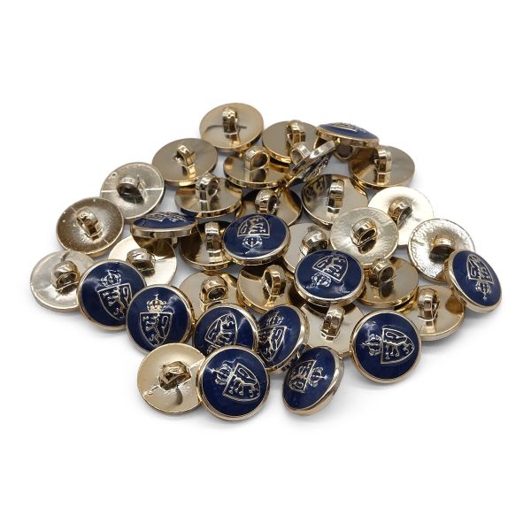 Пуговицы на ножке 28L (18мм), пластик (g.blue (синий/золото)), 36 шт, PS39