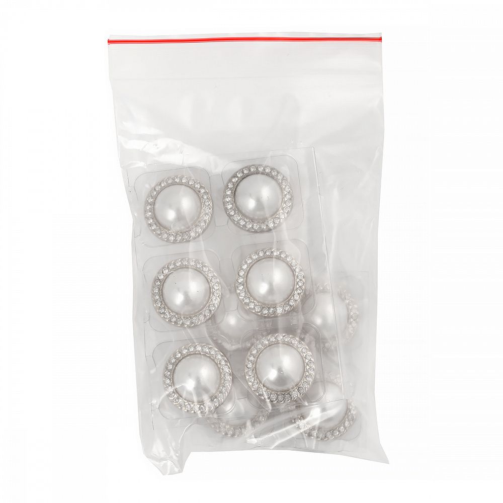 Пуговицы металлические на ножке 28L-18 мм, С-MP15 цв.серебро/перламутр, 10 шт