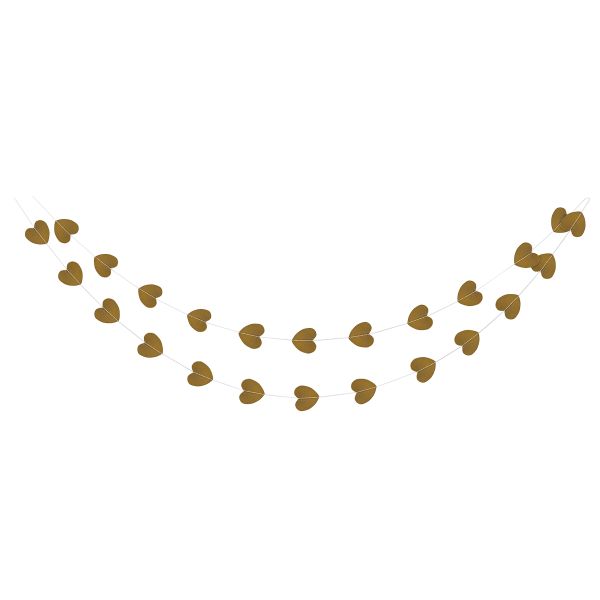 Гирлянда-растяжка 3 м, №02_сердечки золото, Boomzee GBZ-02