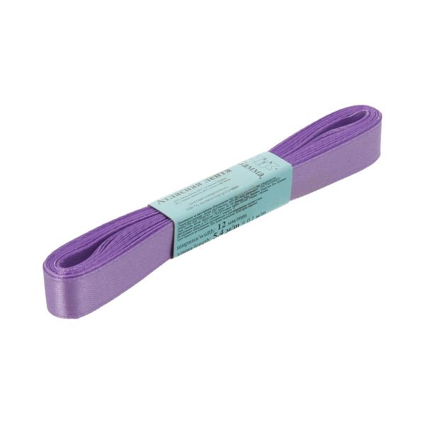 Лента атласная 1-сторонняя 12.0 мм / 10 шт по 5.4 метра, №034 т.сиреневый, Gamma AL-12P