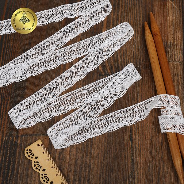 Кружево вязаное (тесьма) 25 мм / 10 метров, D1001, тонкая нить, цв.01 белый, Kruzhevo