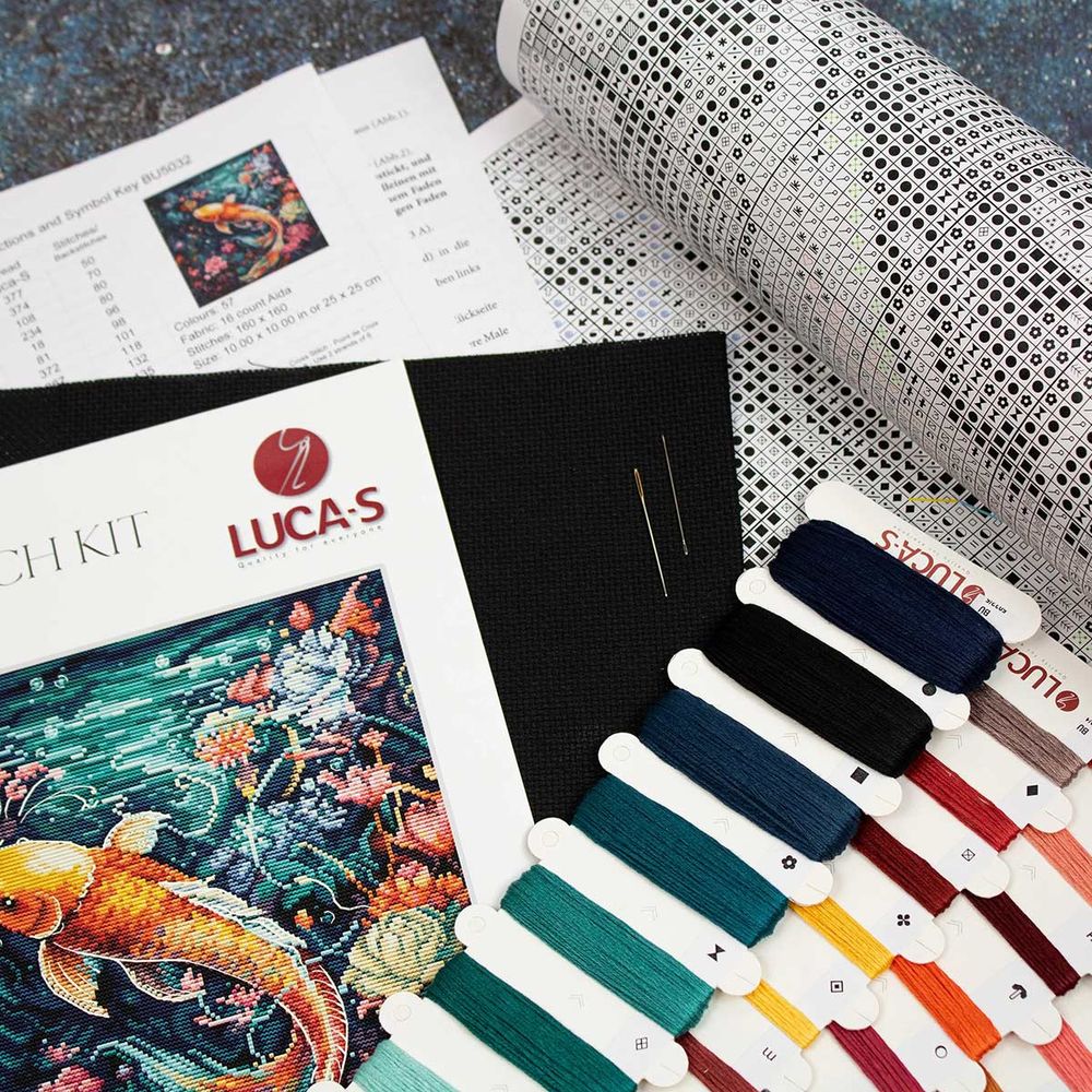 Набор для вышивания нитками Luca-S, Подводная морская жизнь, 25х25см