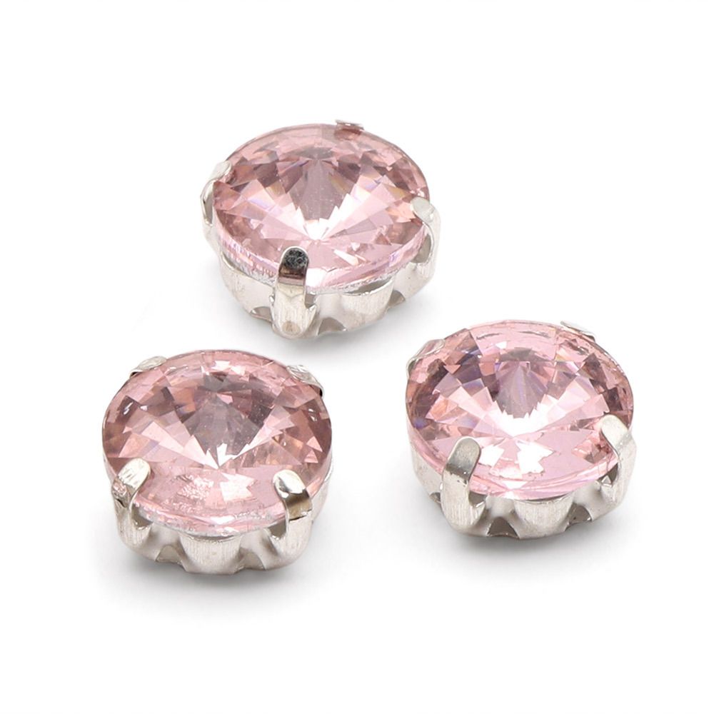 Хрустальные стразы в цапах круглой формы, розовый 10 мм, 5 шт. Astra&Craft, РЦ010НН10