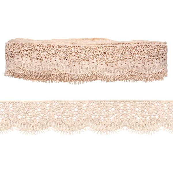 Кружево гипюр (плетёное) 60 мм, матовая нить, NN236 молочный, 13.72 м