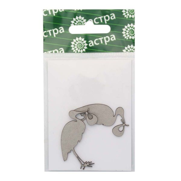 Заготовка из картона Аист с младенцем, 35х40 мм, 2 шт, Астра