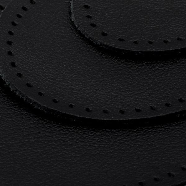 Набор заплаток пришивных из кожи, овал 4х5,5см, 6х8,2см, 8х10,9см, с перфорацией, 3 шт (01 черный), 9404