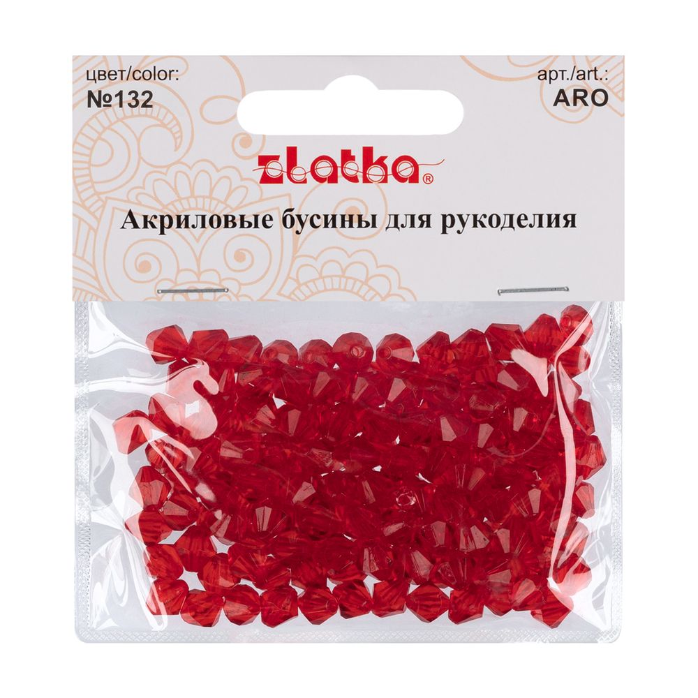 Бусины акрил 7х8 мм, 25 г (155±5 шт), 132 красный, Zlatka ARO
